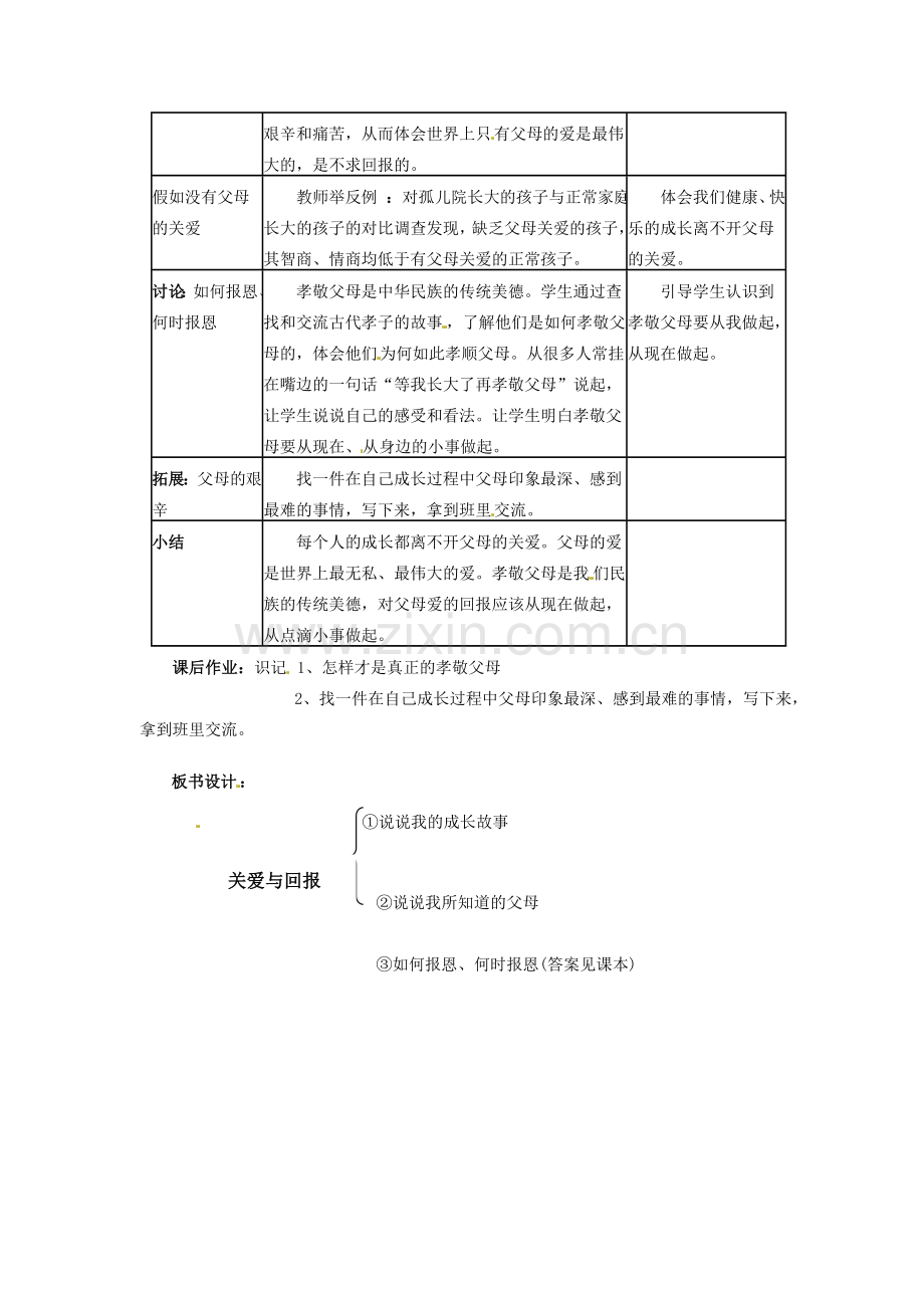 四川省宜宾县复龙初级中学八年级政治上册 第一课时 谁言寸草心,报得三春辉教案 教科版.doc_第2页