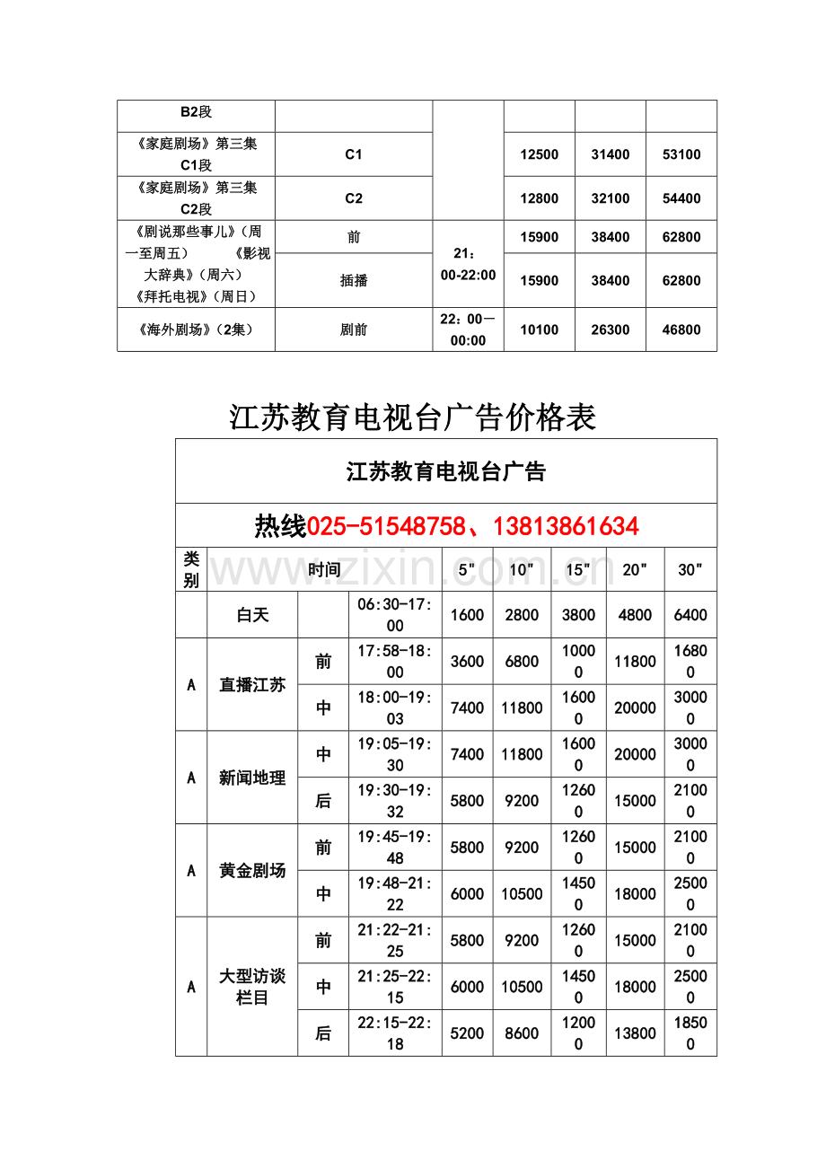 江苏影视频道2013年广告刊例价格表.doc_第2页