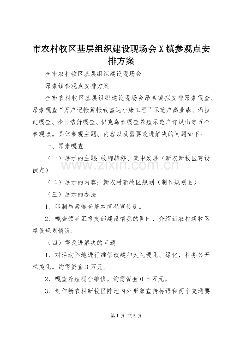 市农村牧区基层组织建设现场会X镇参观点安排方案 .docx_第1页