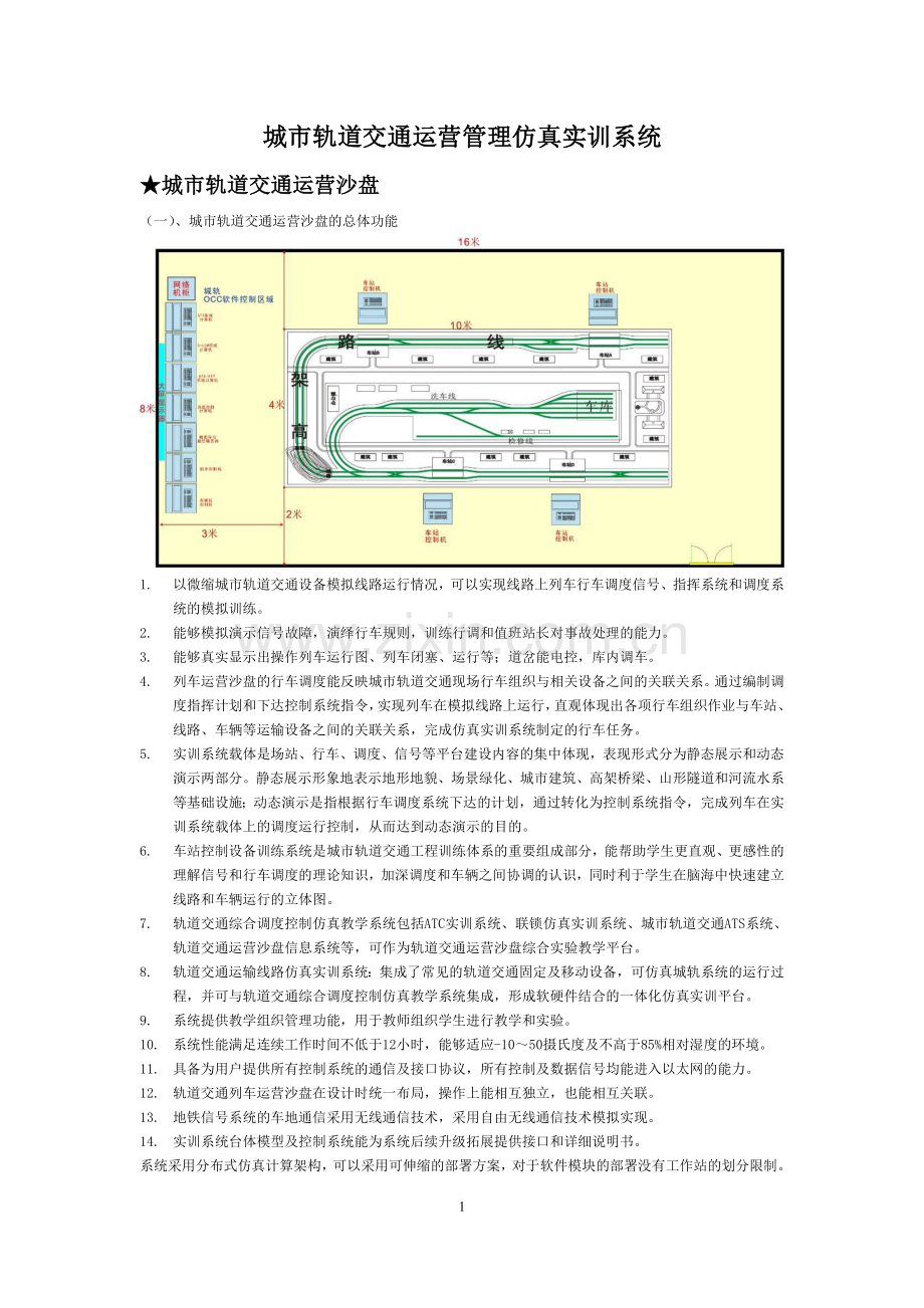 城市轨道交通运营管理仿真实训系统.doc_第1页