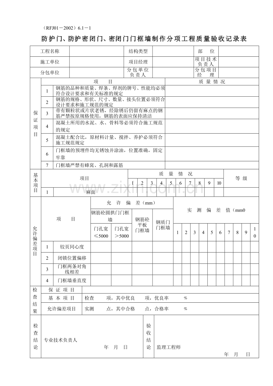 人防质监-分项工程质量验收记录表3.孔口防护工程.doc_第2页