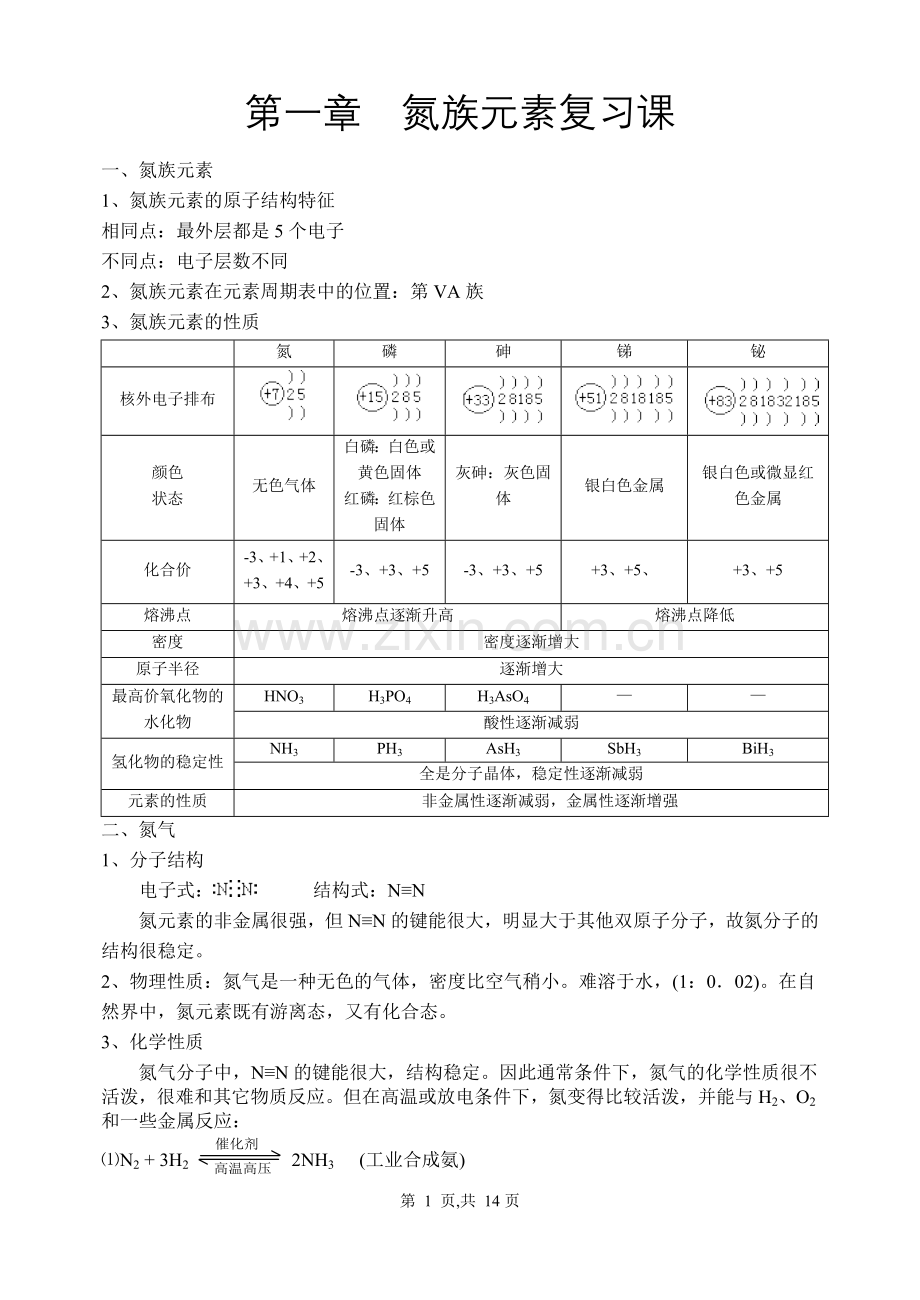 第一章氮族元素教案(人教版).doc_第1页