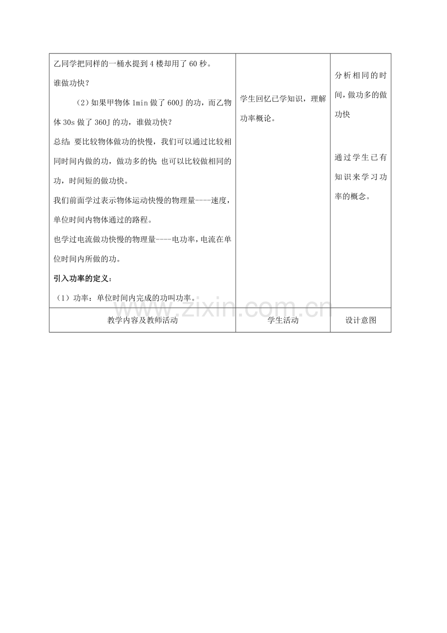 八年级物理下册 11.2功率教案 （新版）新人教版-（新版）新人教版初中八年级下册物理教案.doc_第2页
