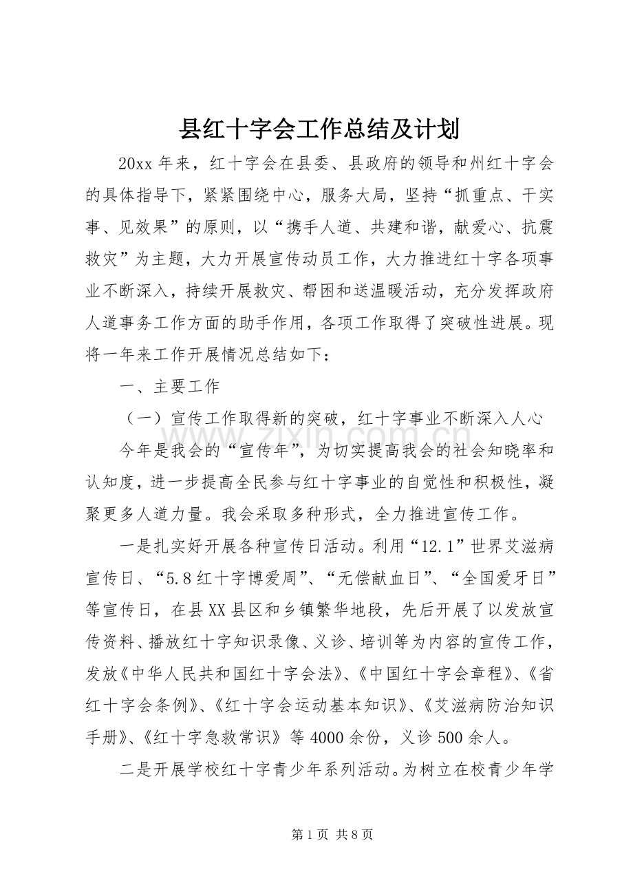 县红十字会工作总结及计划.docx_第1页