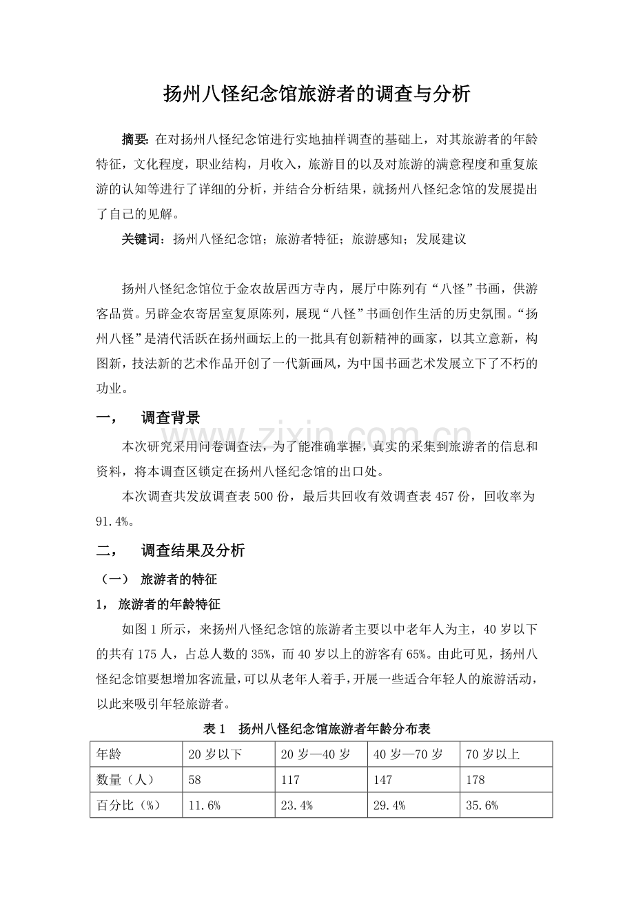 扬州八怪纪念馆旅游者的调查与分析.doc_第2页