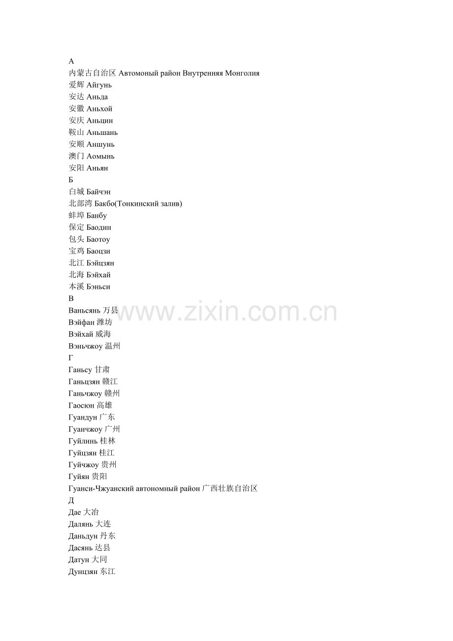 中国地名俄文对照.doc_第1页