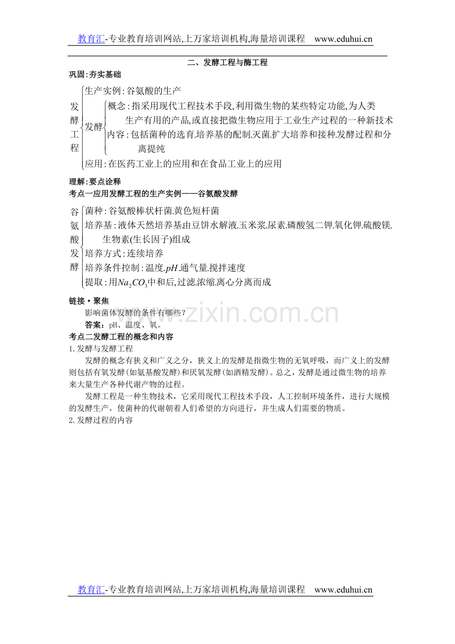 高中总复习第一轮生物第五章第二节发酵工程与酶工程-教育汇www.eduhui.cn.doc_第1页
