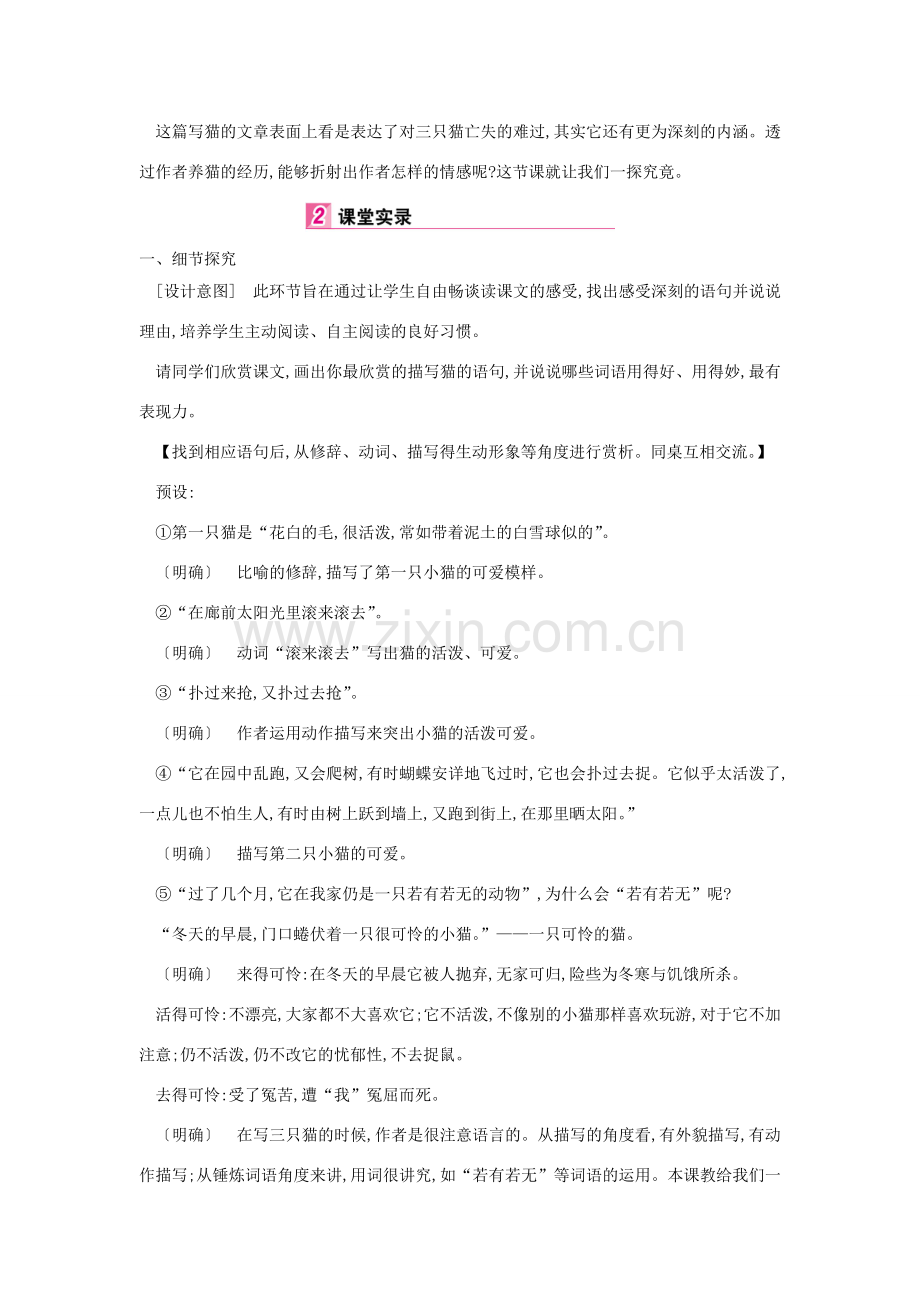 七年级语文上册 第五单元 第17课 猫（第2课时）教案 新人教版-新人教版初中七年级上册语文教案.doc_第2页
