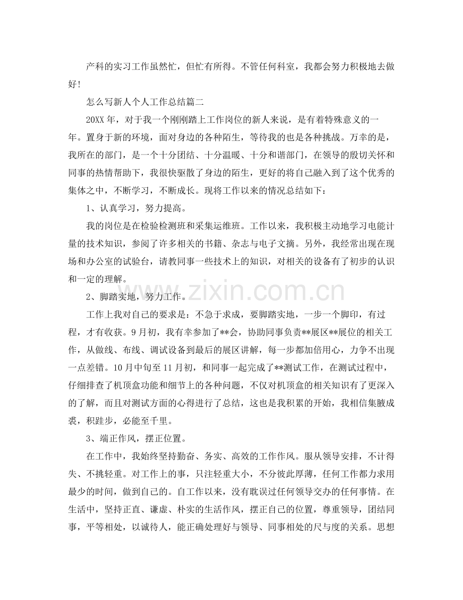 怎么写新人个人工作总结范文 .docx_第2页
