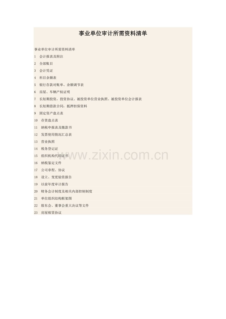 事业单位评估所需资料清单.doc_第1页