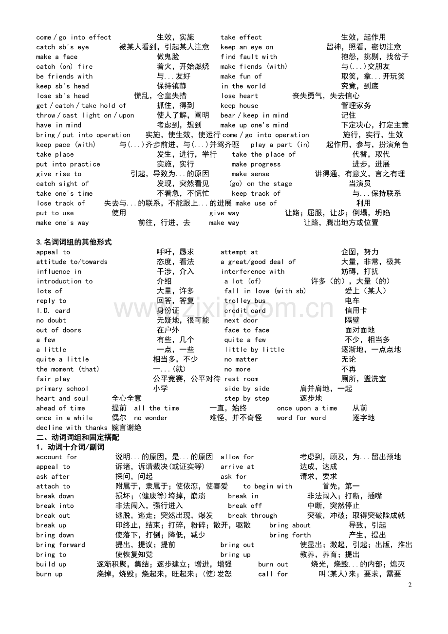 英语四级考试词组必备.doc_第2页