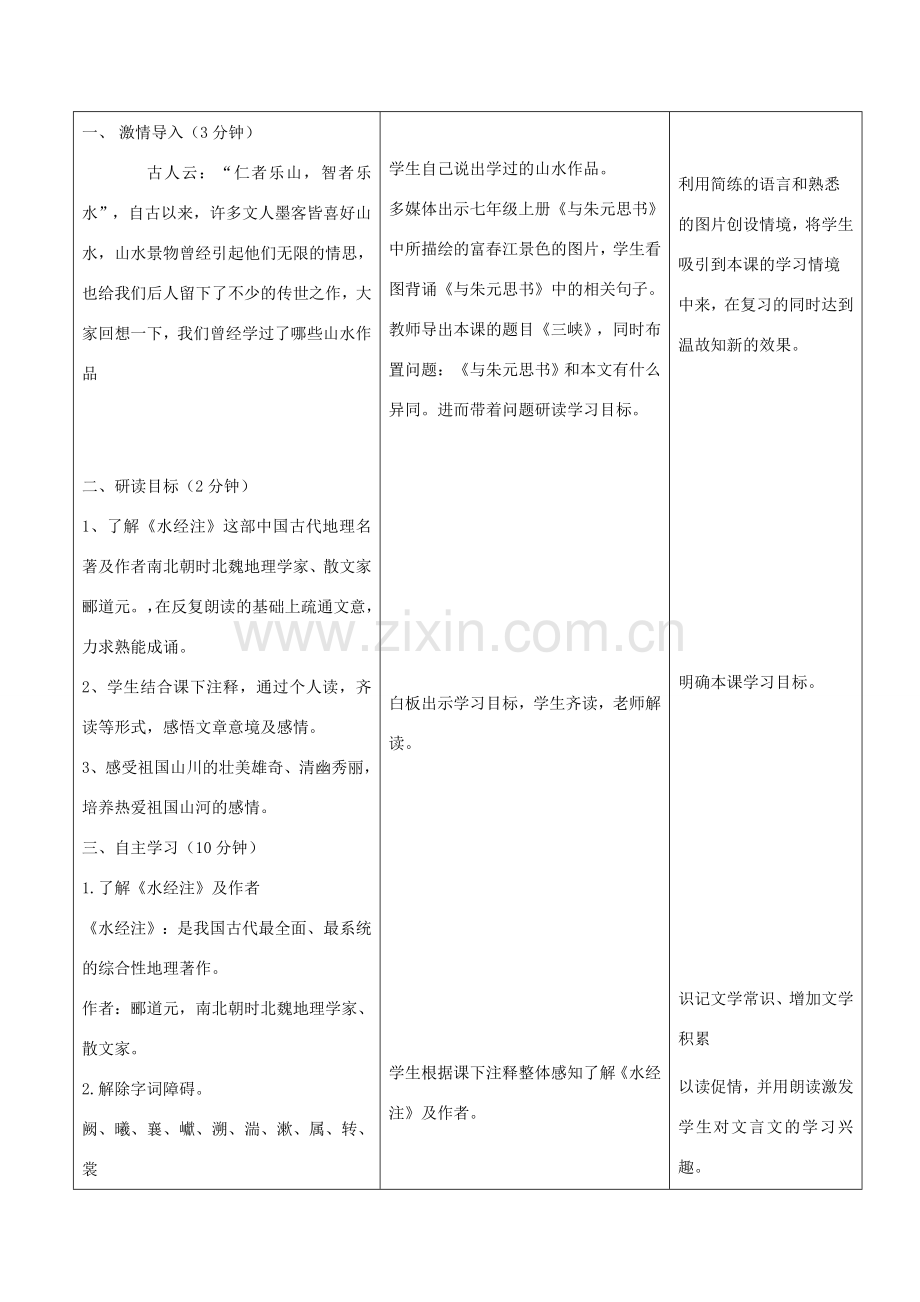 七年级语文下册 第五单元 20《三峡》教案 冀教版-冀教版初中七年级下册语文教案.doc_第2页