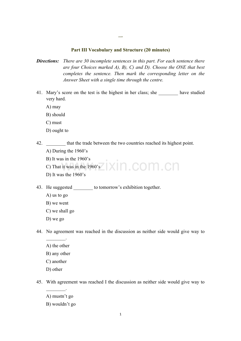 四级词汇练习.doc_第1页