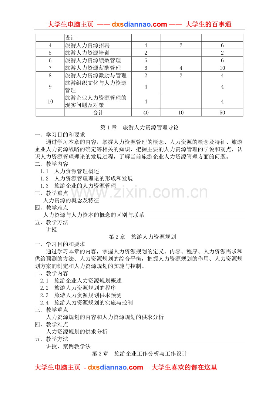 旅游企业人力资源管理教学大纲.doc_第2页