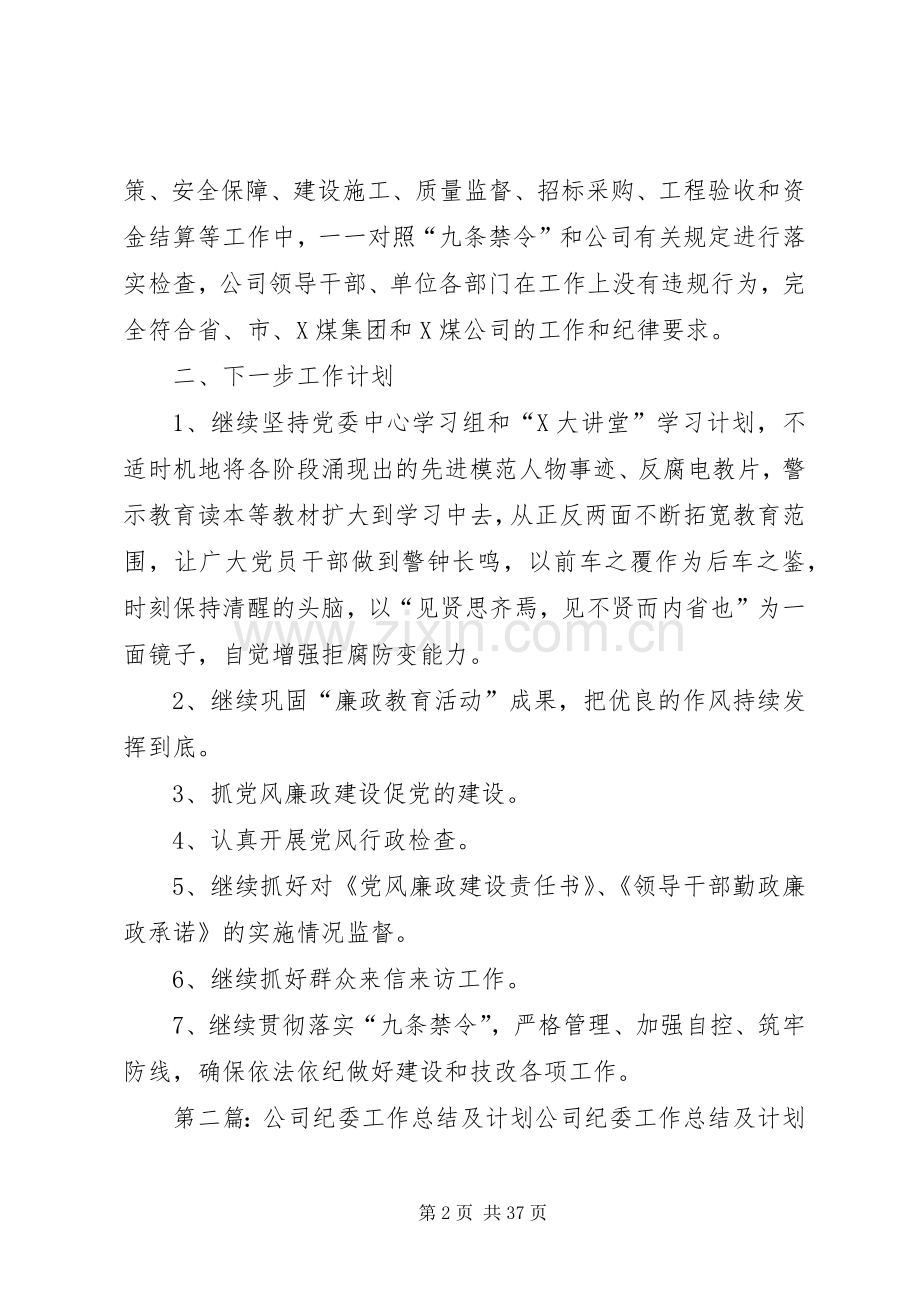 公司纪委工作总结及计划 .docx_第2页