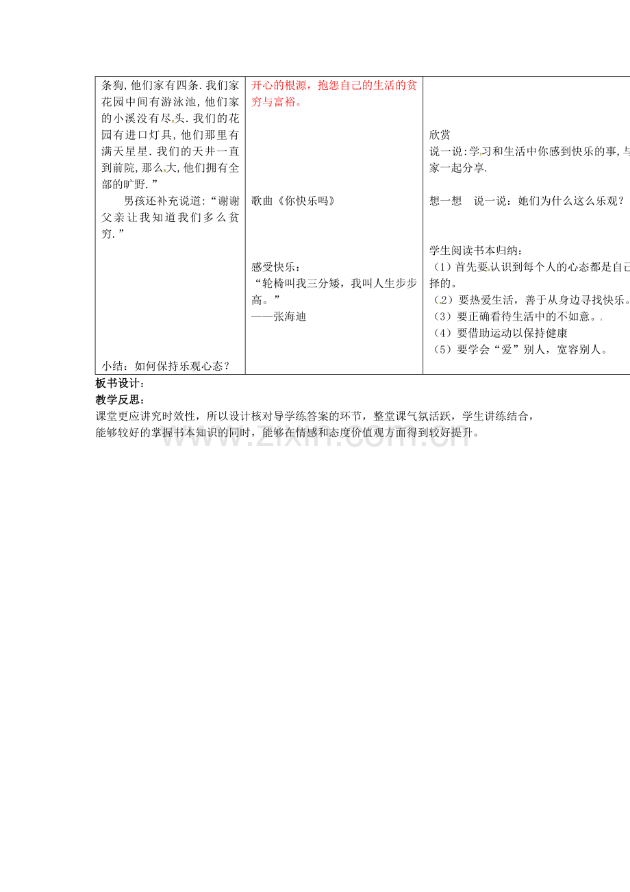 八年级政治上册 2.2 保持乐观心态教案 苏教版-苏教版初中八年级上册政治教案.doc_第2页