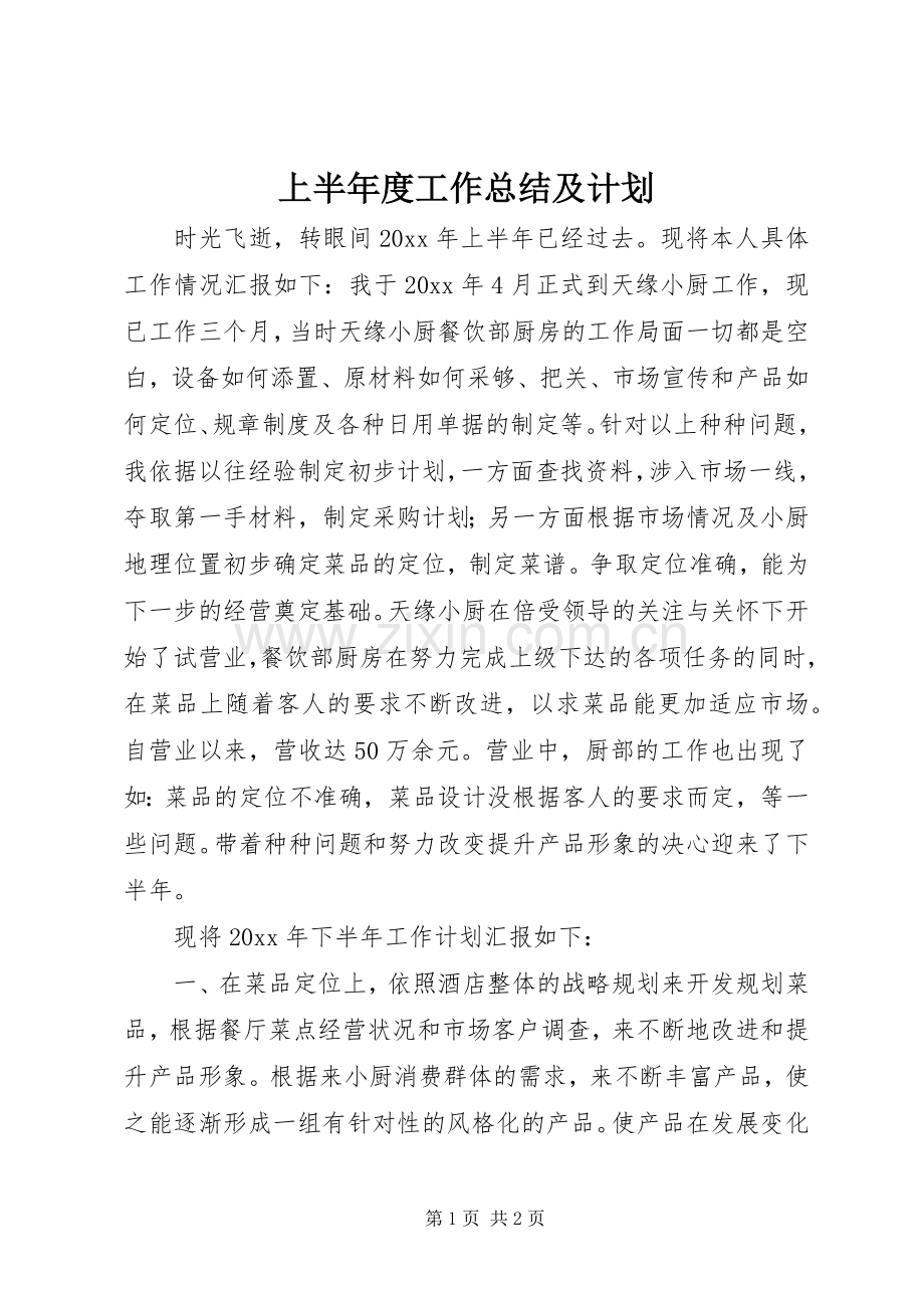 上半年度工作总结及计划.docx_第1页