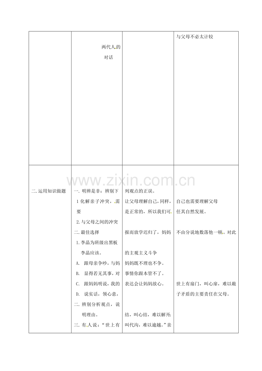 八年级政治上册 第一单元 第2课 我与父母交朋友教案 新人教版-新人教版初中八年级上册政治教案.doc_第2页