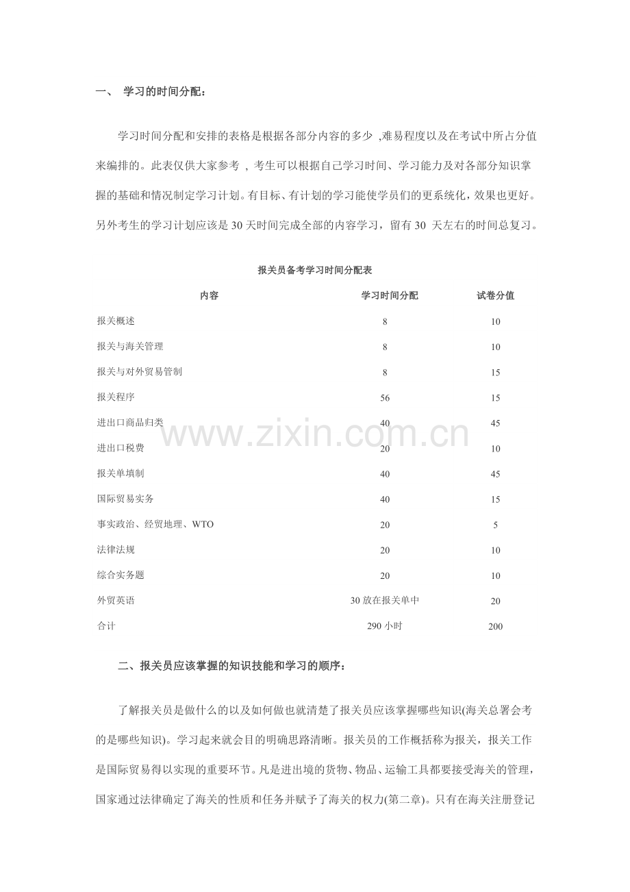 报关员学习时间分配.doc_第1页