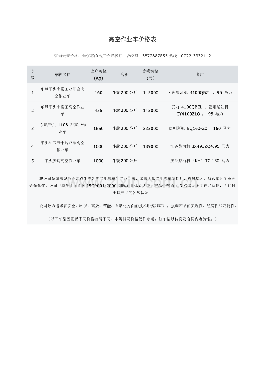 高空作业车价格表.doc_第1页
