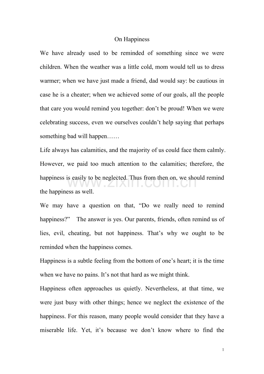 OnHappiness.doc_第1页