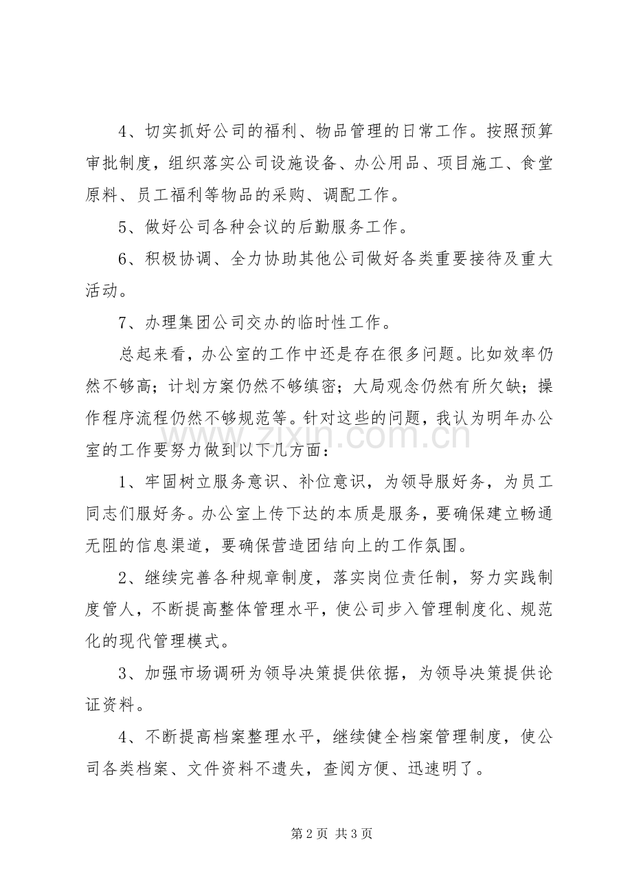 公司办公室工作总结及工作计划范文.docx_第2页