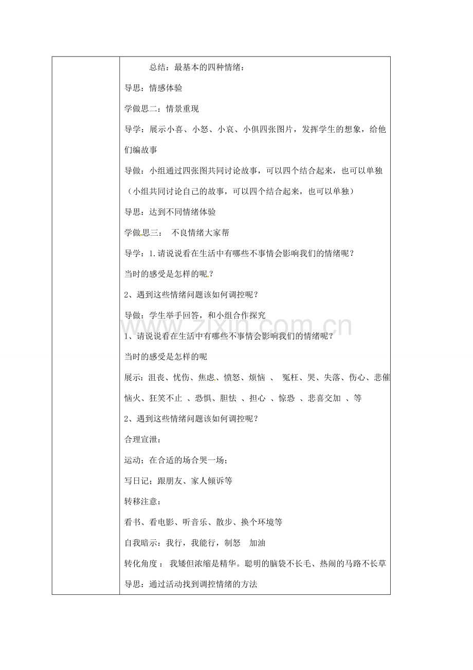 重庆市七年级政治上册 第二单元 认识自我 2.2 调控情绪教案 粤教版-粤教版初中七年级上册政治教案.doc_第2页