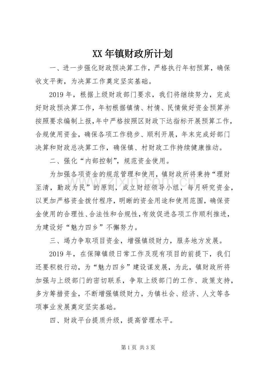 XX年镇财政所计划.docx_第1页