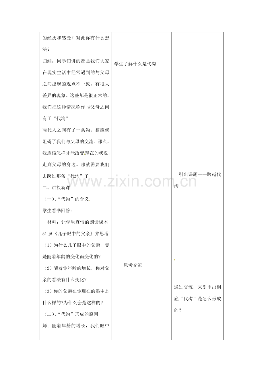 江苏省昆山市锦溪中学八年级政治上册 5-1 跨越代沟教案 苏科版.doc_第2页