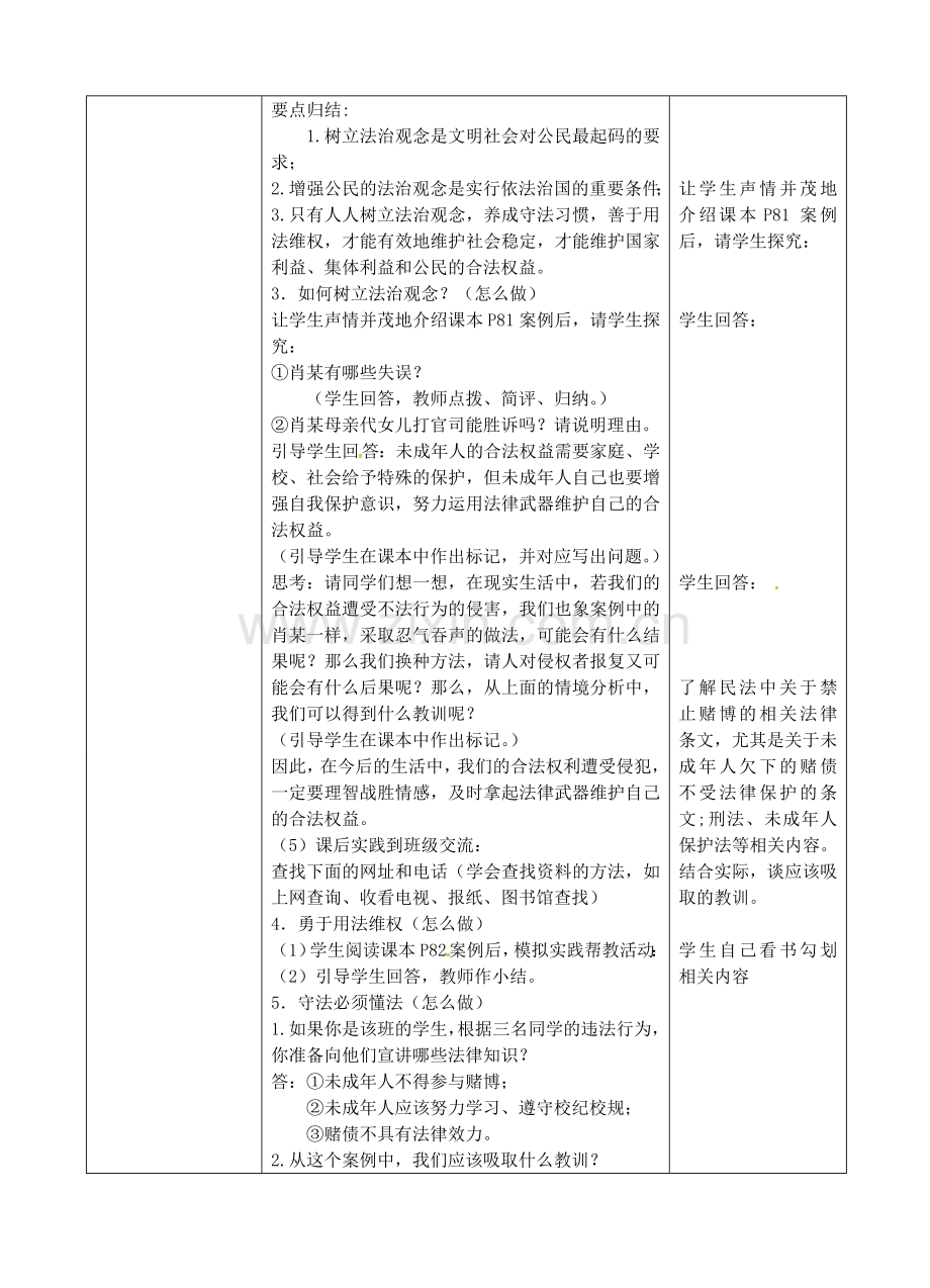 九年级政治全册 3.6.2 树立法治观念教案 苏教版-苏教版初中九年级全册政治教案.doc_第2页