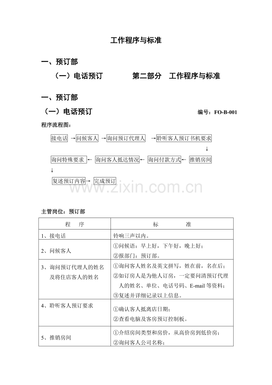 客房预订工作程序与标准.doc_第1页