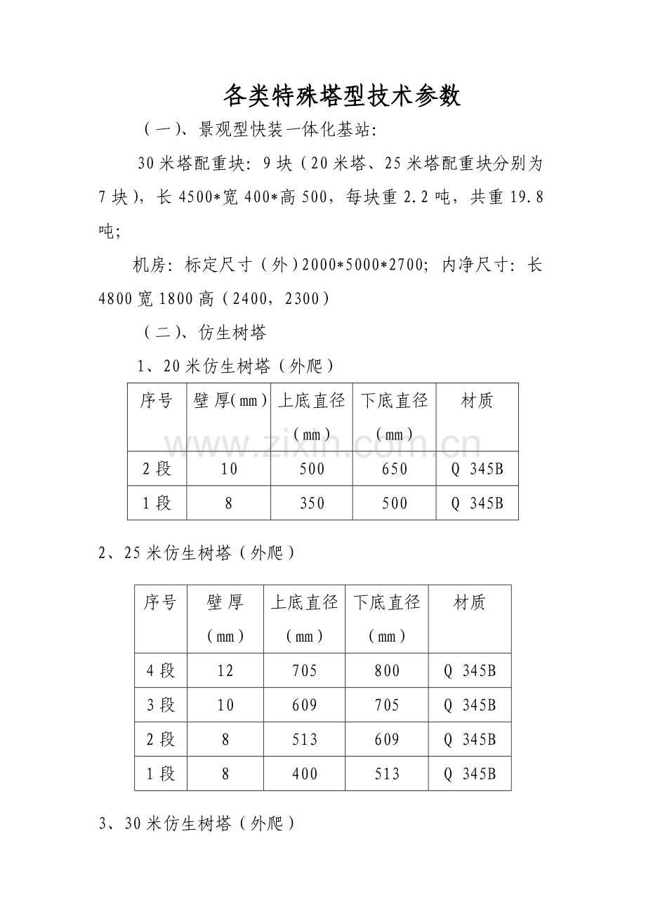 各类特殊塔型技术参数.doc_第1页