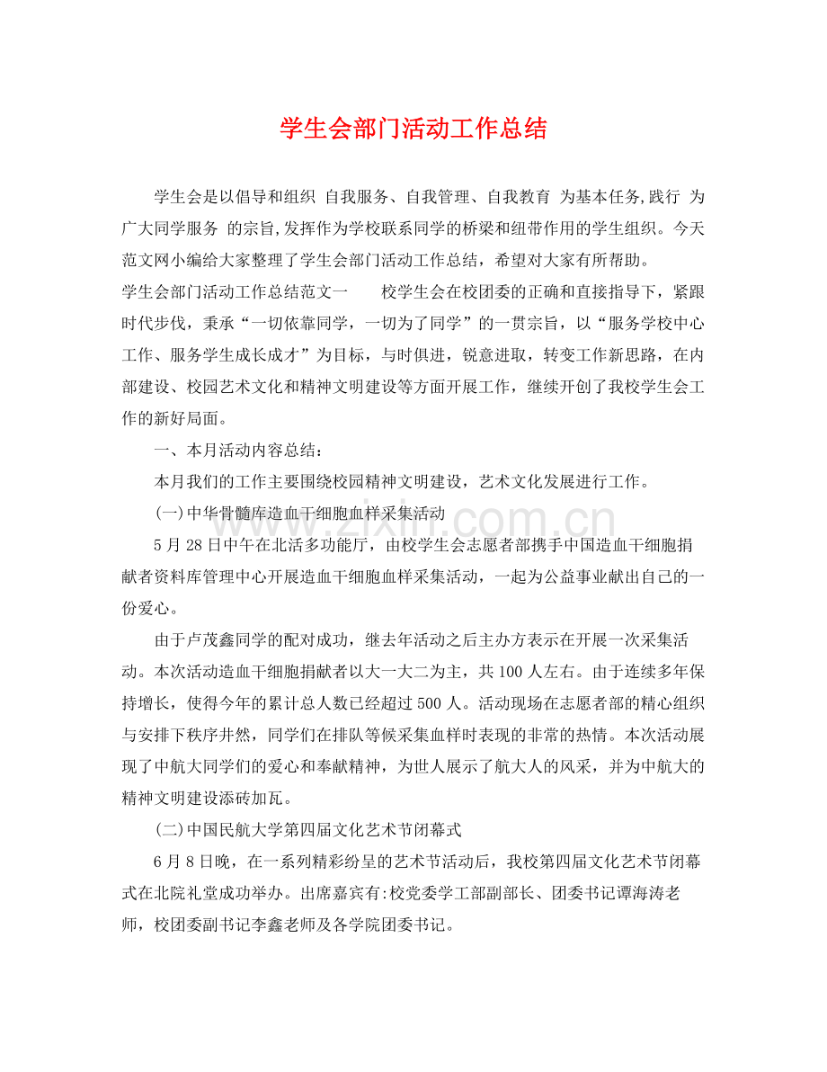学生会部门活动工作总结 .docx_第1页