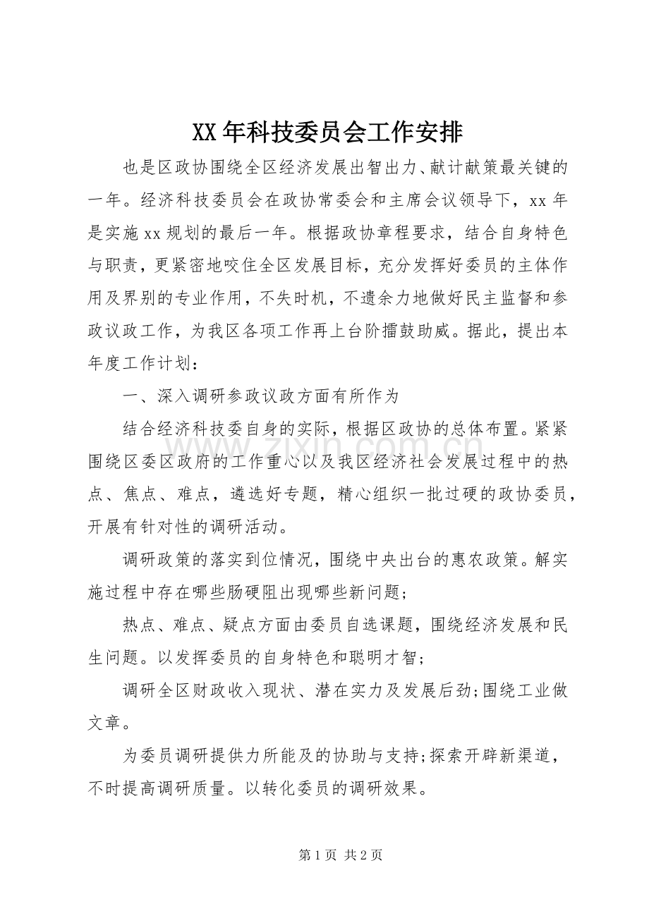 XX年科技委员会工作安排.docx_第1页