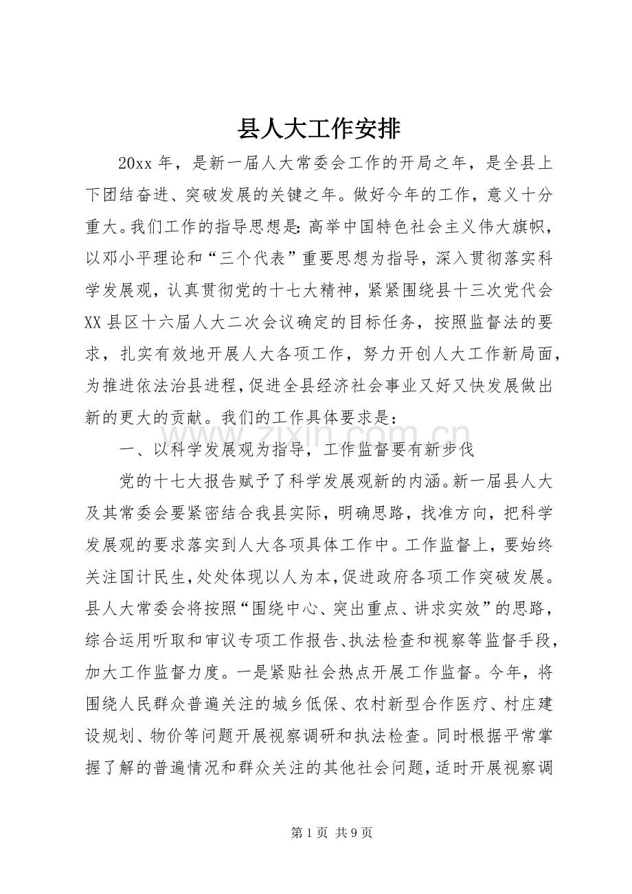 县人大工作安排 .docx_第1页