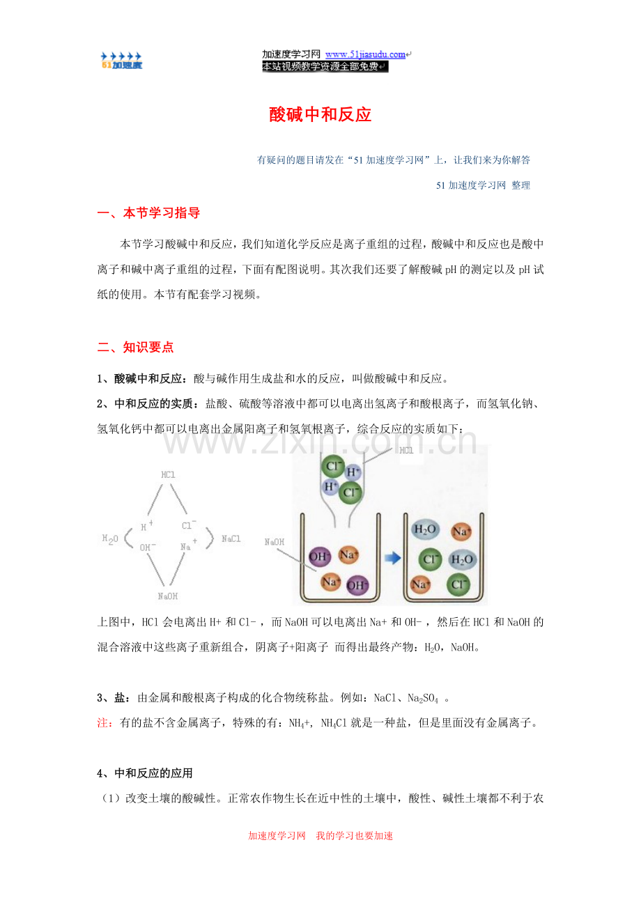 九年级化学《酸和碱》酸碱中和反应知识点整理.doc_第1页