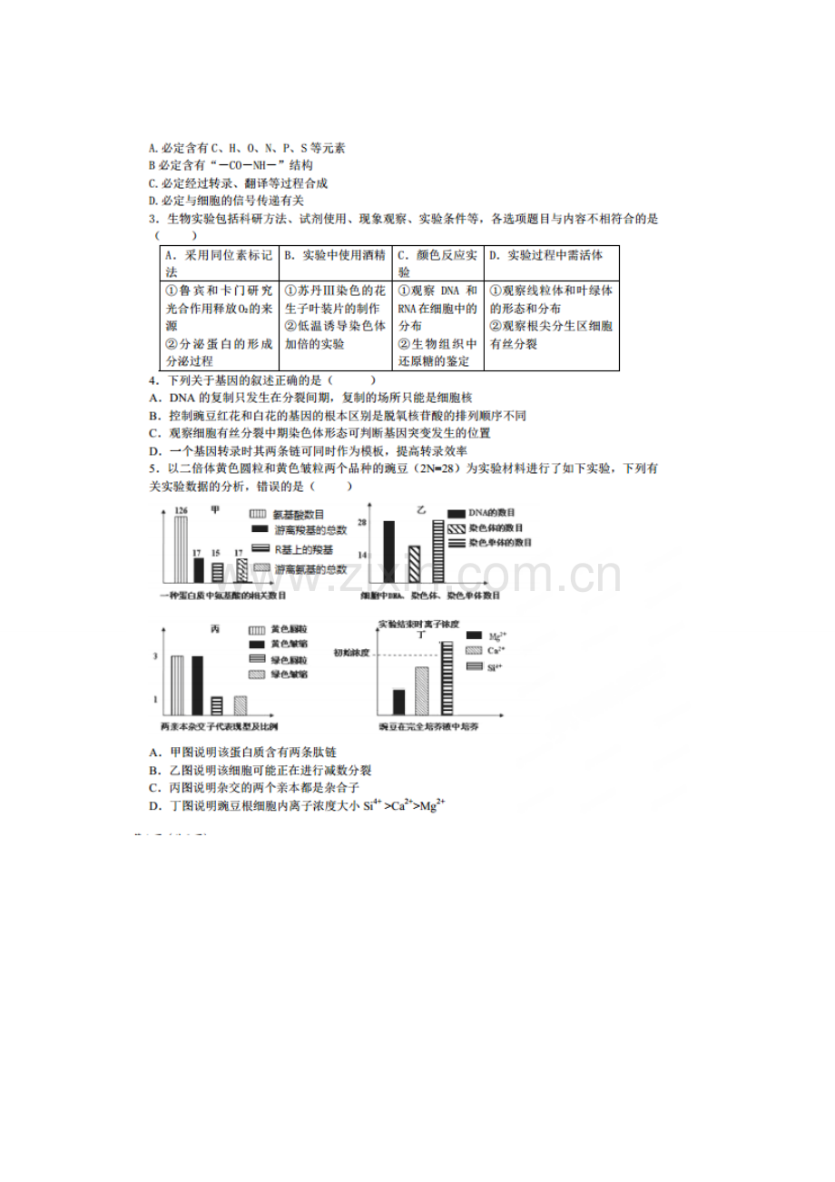 濮阳市油田一中2015届高三上学期理综期中试题及答案.doc_第2页