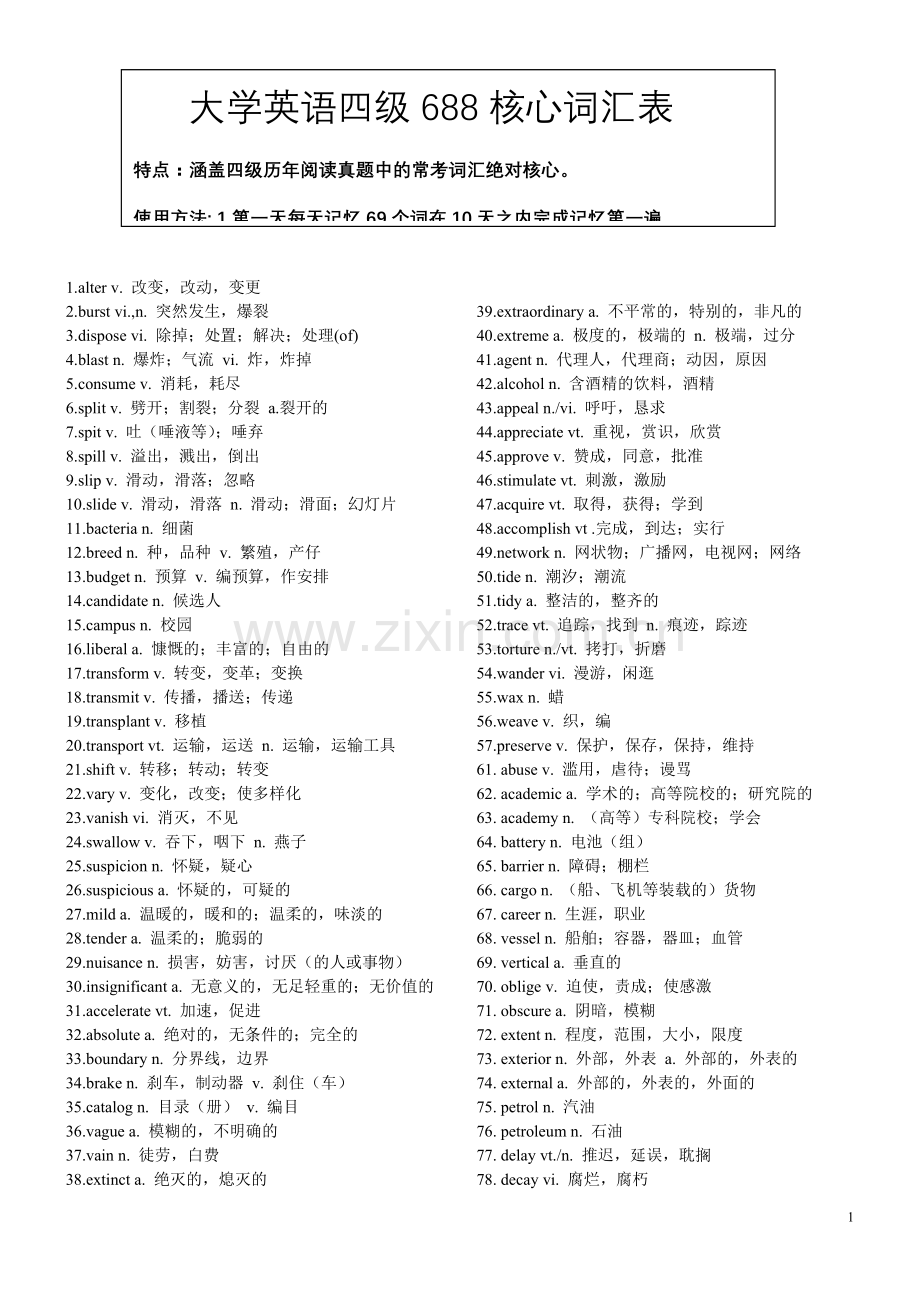 四级核心词汇表.doc_第1页