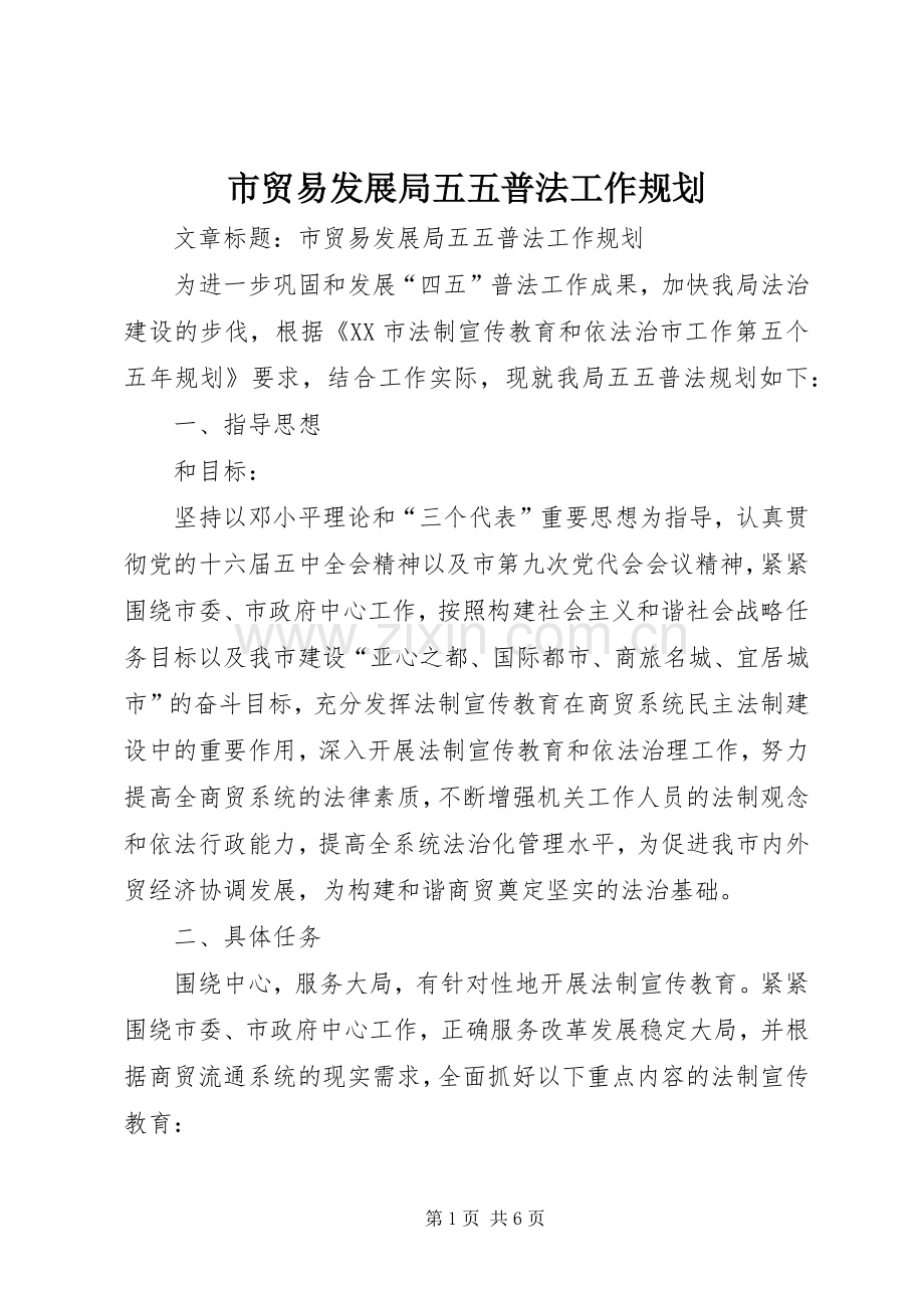 市贸易发展局五五普法工作规划 .docx_第1页
