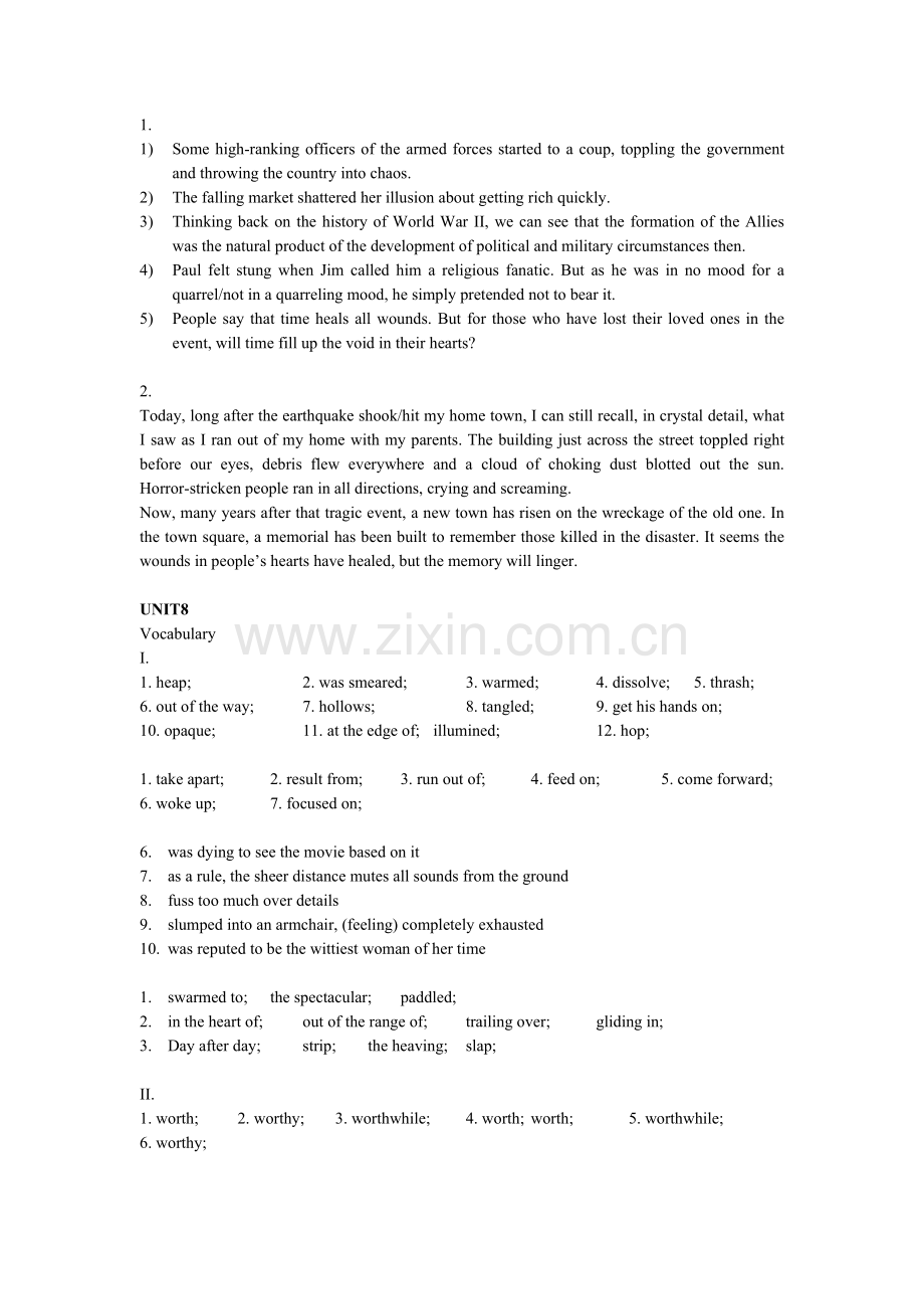 综合教程4学生用书课后习题答案Unit7-8.doc_第2页