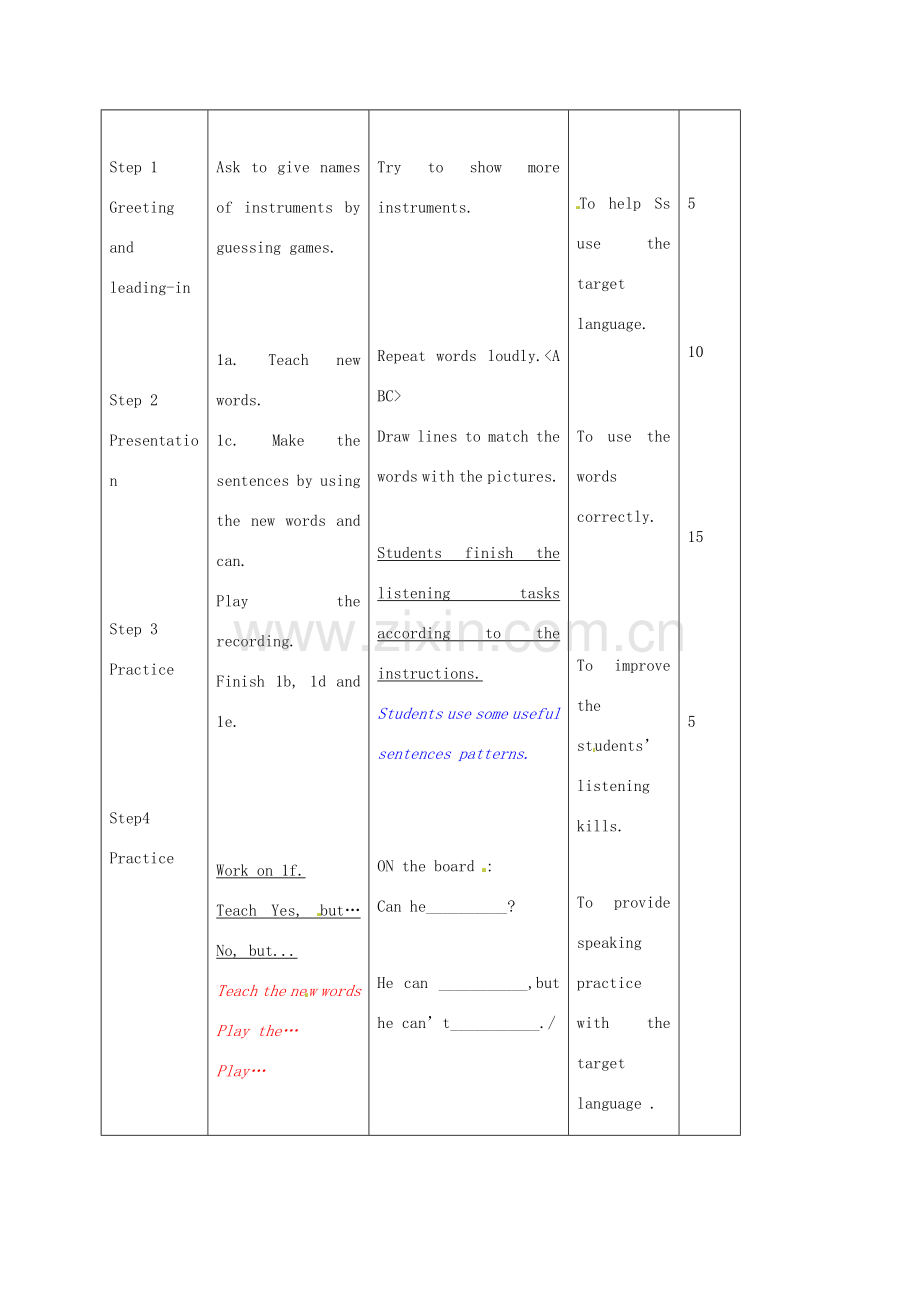 七年级英语下册 Unit 1 Can you play the guitar Section B（1a-1f）教案 （新版）人教新目标版-（新版）人教新目标版初中七年级下册英语教案.doc_第2页