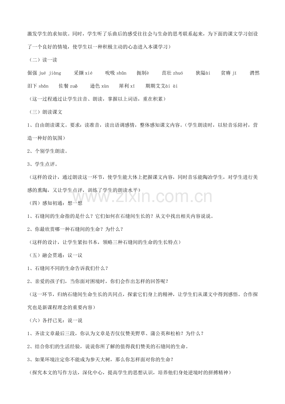 沪教版七年级语文上册石缝间的生命(2).doc_第2页