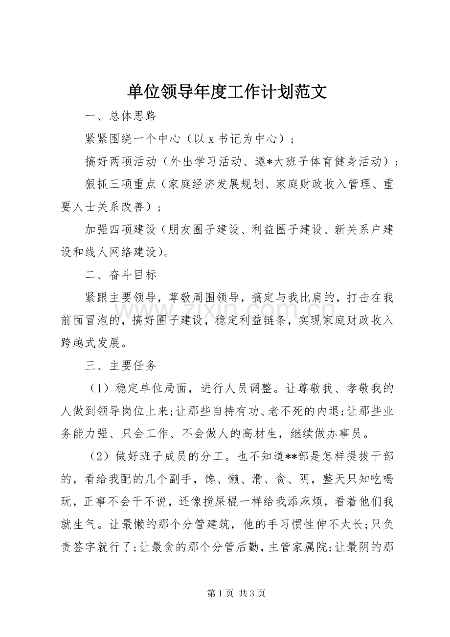单位领导年度工作计划范文.docx_第1页