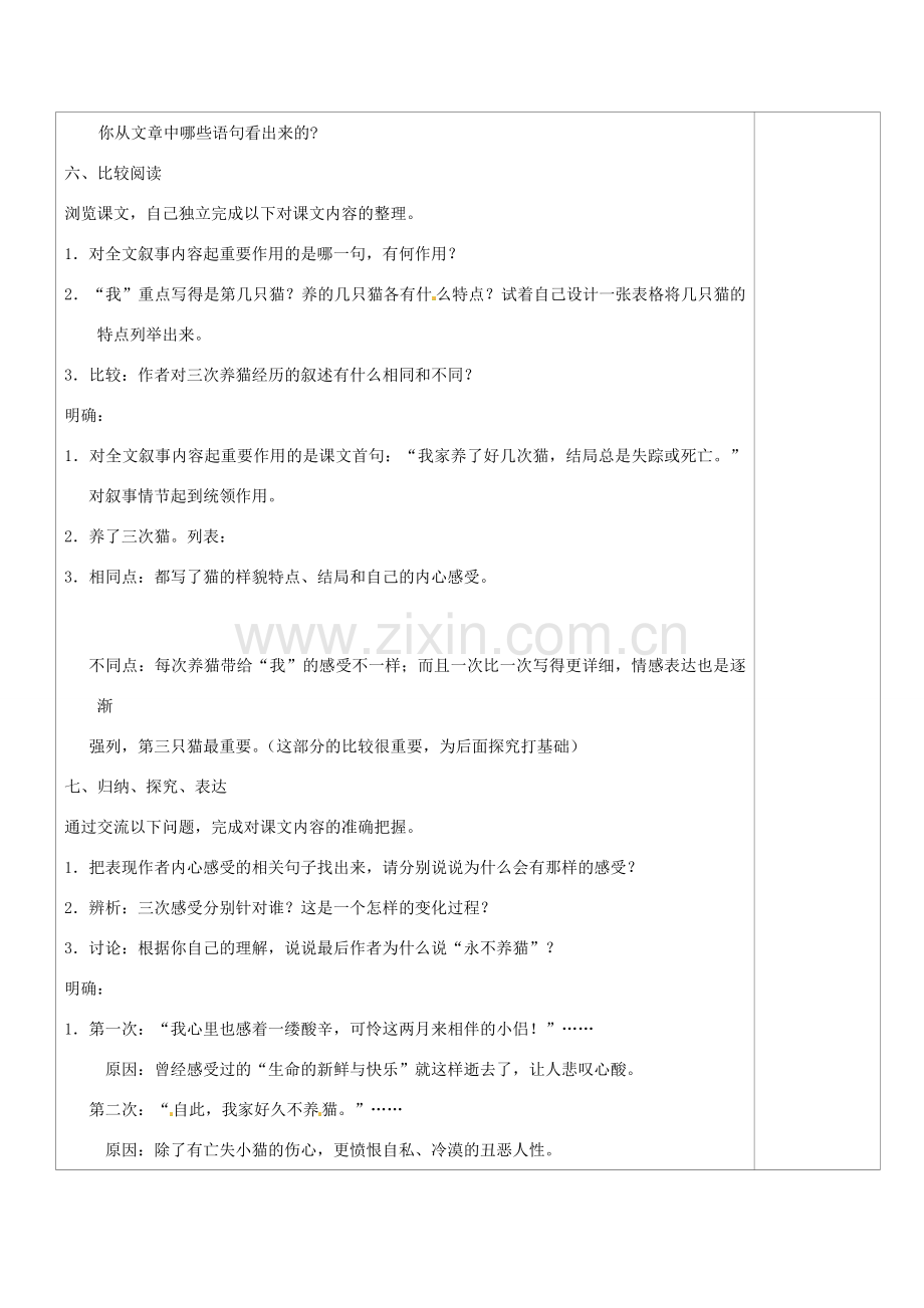 山西省忻州市第六中学七年级语文下册 猫教案 新人教版.doc_第2页