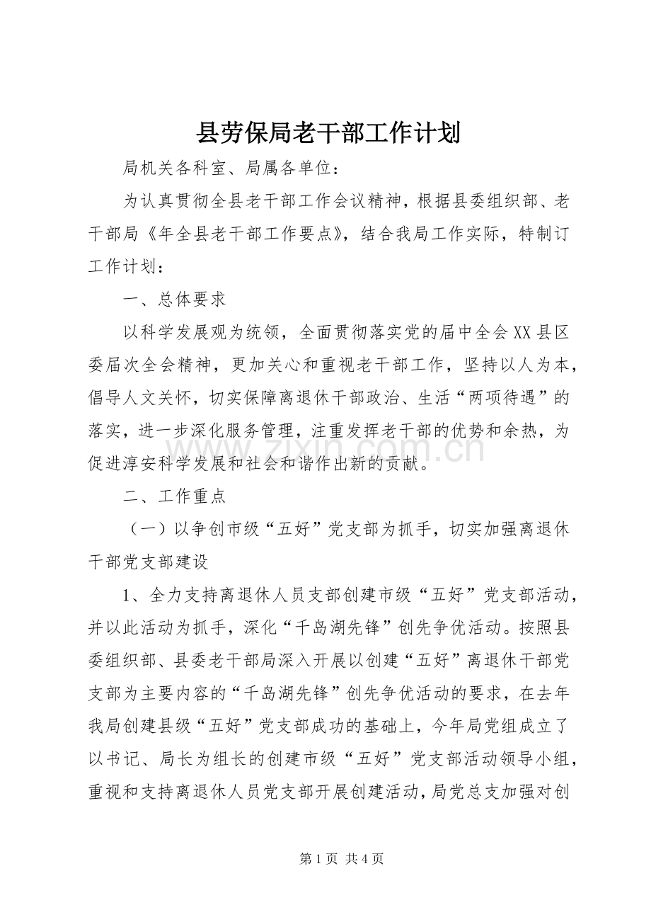 县劳保局老干部工作计划_1.docx_第1页