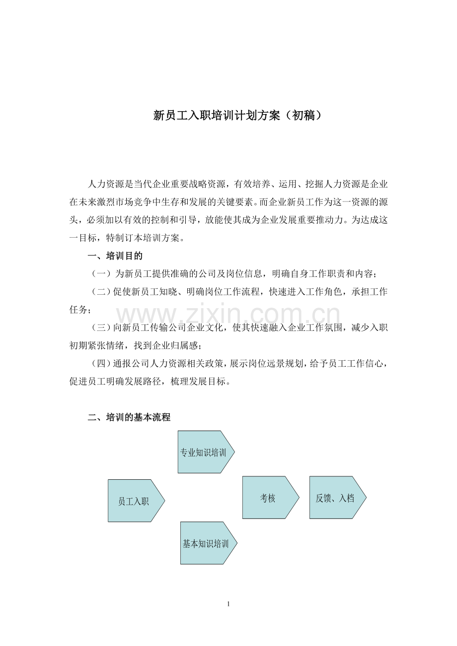 新员工入职培训计划(方案).doc_第1页