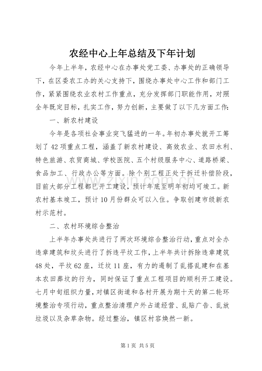 农经中心上年总结及下年计划.docx_第1页
