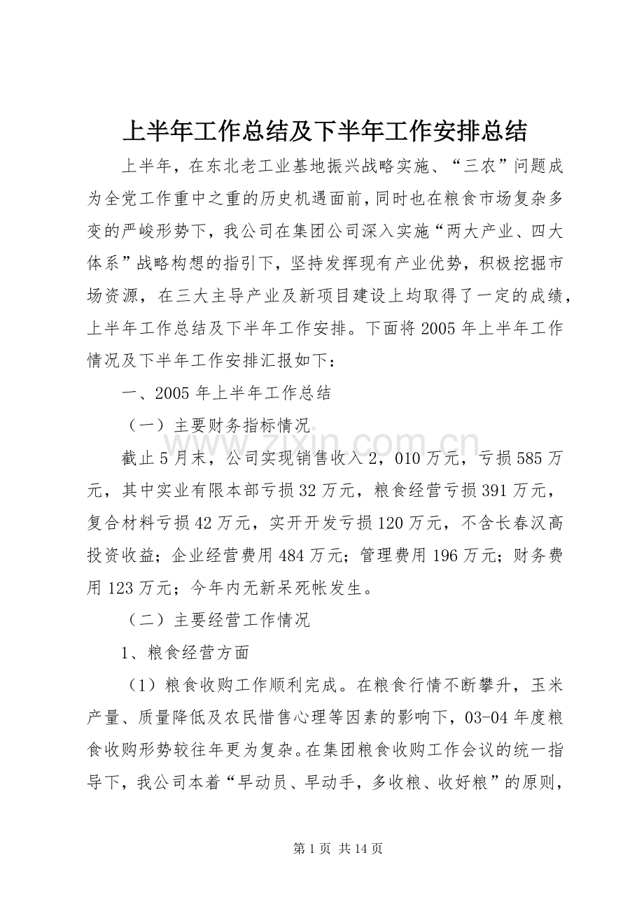 上半年工作总结及下半年工作安排总结 .docx_第1页