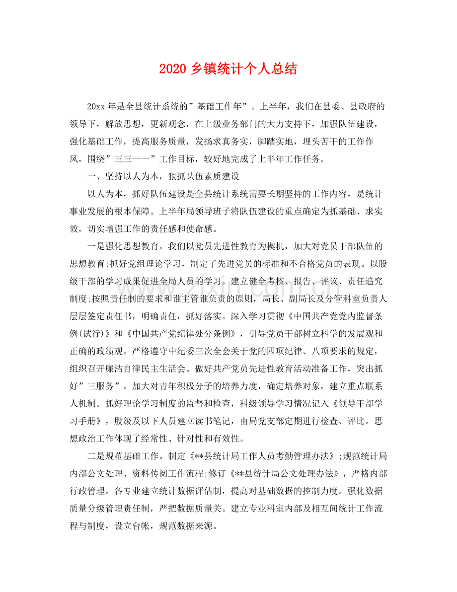 乡镇统计个人总结 .docx_第1页