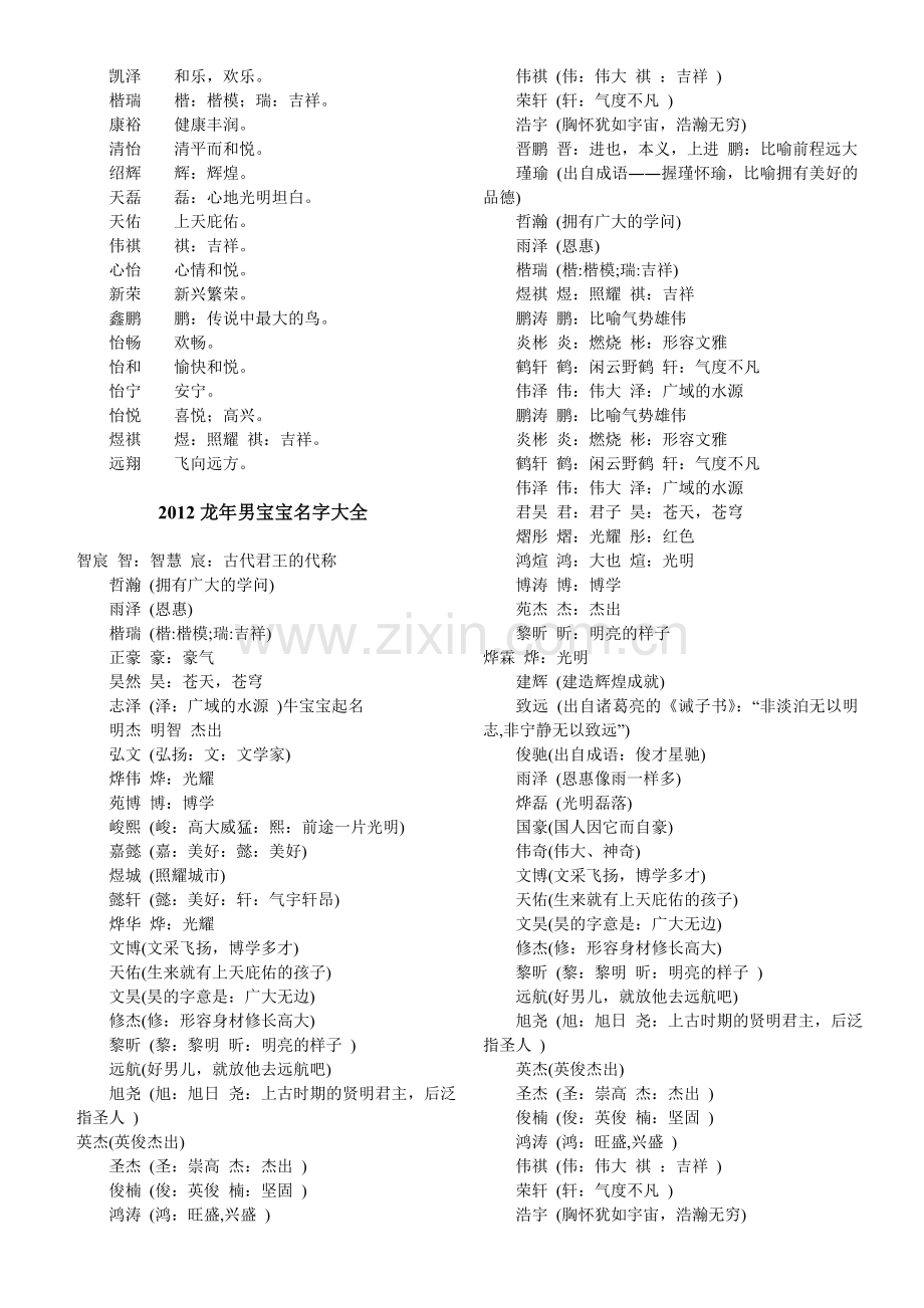 龙年100个含义美好的男孩名字.doc_第2页